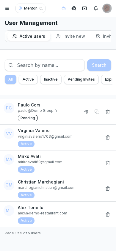 La gestione utenti con stato, ruolo e data di registrazione