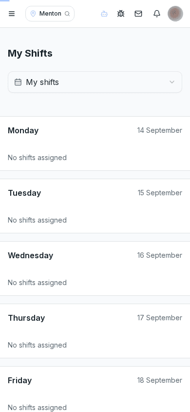 The personal week with shifts, leave and availability